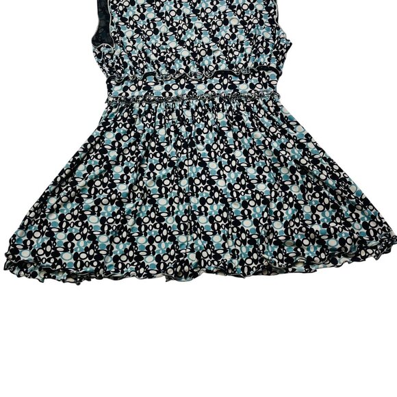 Womens Black & Blue Sleeveless Dress With Circle Pattern - Picture 8 of 9